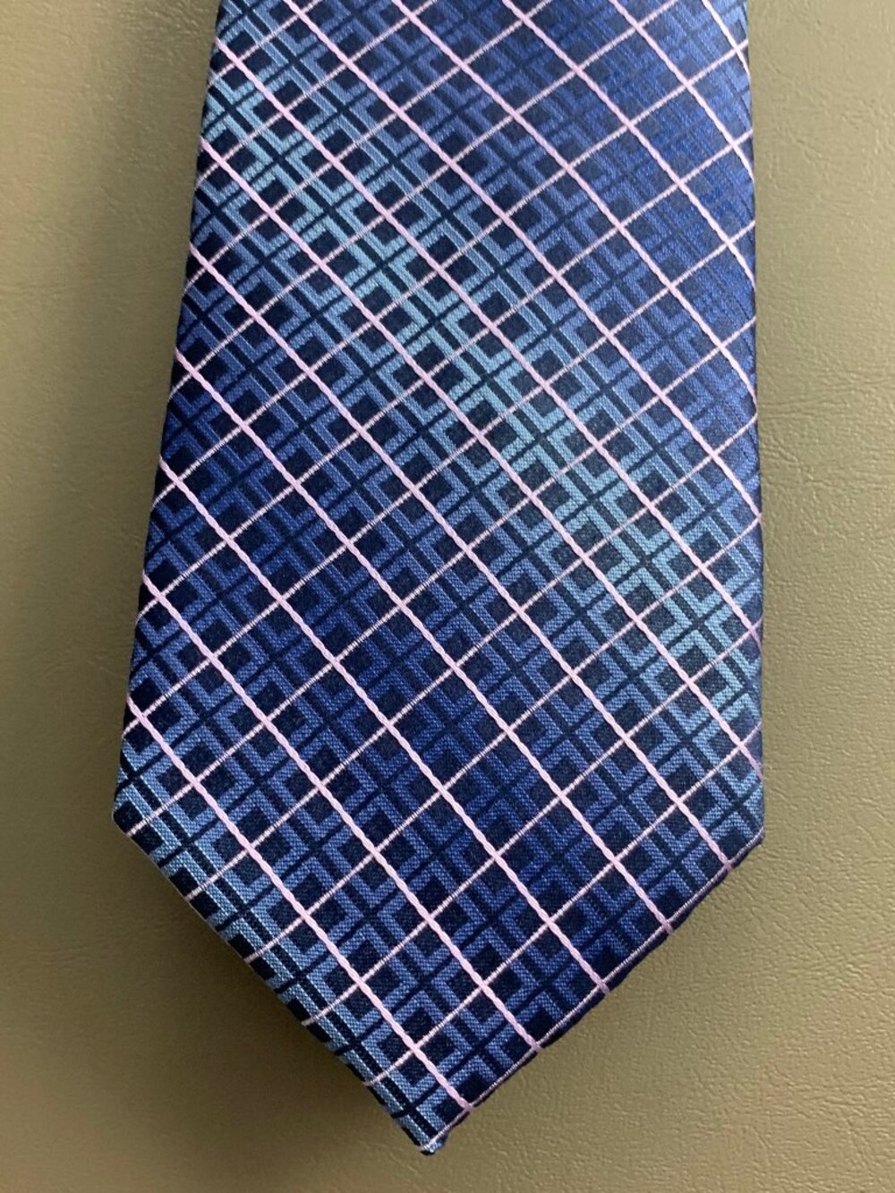 Perry Ellis Portfolio Men's 3'' 100% Polyester Neck Tie, Navy Blue Gordan Grid